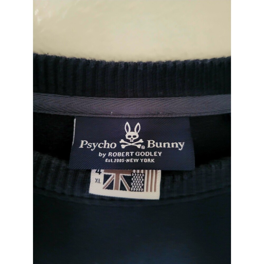 Men's Psycho Bunny Cotton Pullover Crewneck Sweater Sz 4XL Big & Tall Navy Blue - Picture 3 of 9